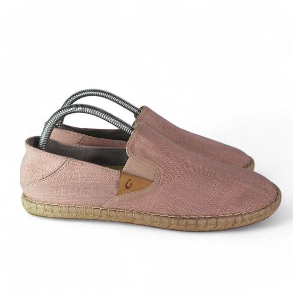 Olukai Kaula Pa'a Kapa Linen Espadrille Slip-on Loafers Rose Sea Salt Women's 9 - Picture 4 of 11